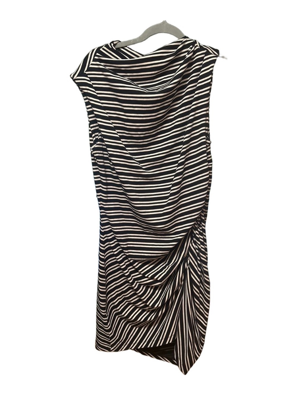 Anthropologie Black and White Striped Cowl Midi Dress